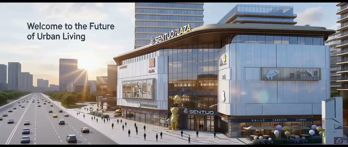 Architectural visualization of the Sentuo Plaza commercial frontage